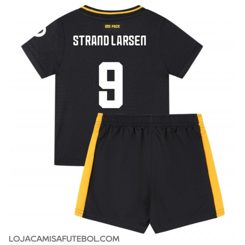 Camisa de Futebol Wolves Jorgen Strand Larsen #9 Equipamento Secundário Infantil 2024-25 Manga Curta (+ Calças curtas)